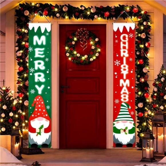 Christmas Decorations Porch Yard Sign, Hanging Christmas Flag Garden Door - Picture 7 of 8